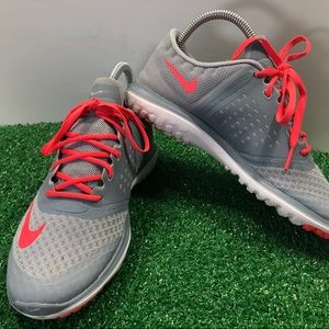 Nike Womens FS Lite Run 2 684667-003 Gray Pink Running Shoes Lace Up Size 7.5